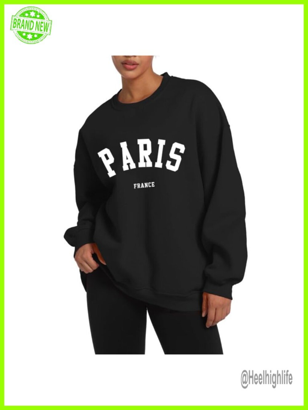 Oversized Paris College Sweatshirt Cotton Polyester Crewneck Pullover